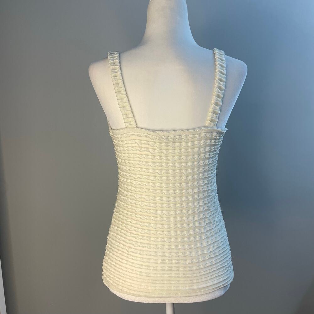 Moa Moa Cream Ruffled Textured Tank Top - Picture 2 of 6